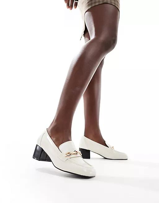 Glamorous heeled loafers in bone patent-Neutral Cover