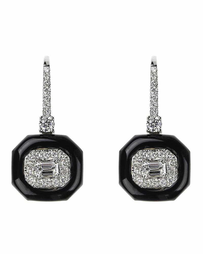 Nikos Koulis Oui 18k White Gold Diamond & Black Enamel Drop Earrings Cover