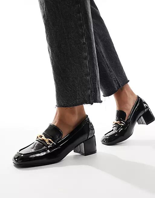 Glamorous heeled loafers in black patent Cover