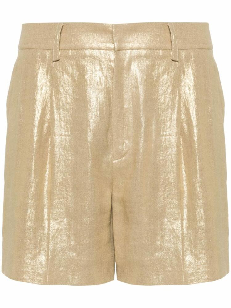 Ralph Lauren Collection Beverleigh foiled linen shorts - Gold Cover