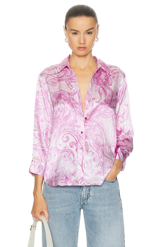 L'AGENCE Dani 3/4 Sleeve Blouse in Purple Cover