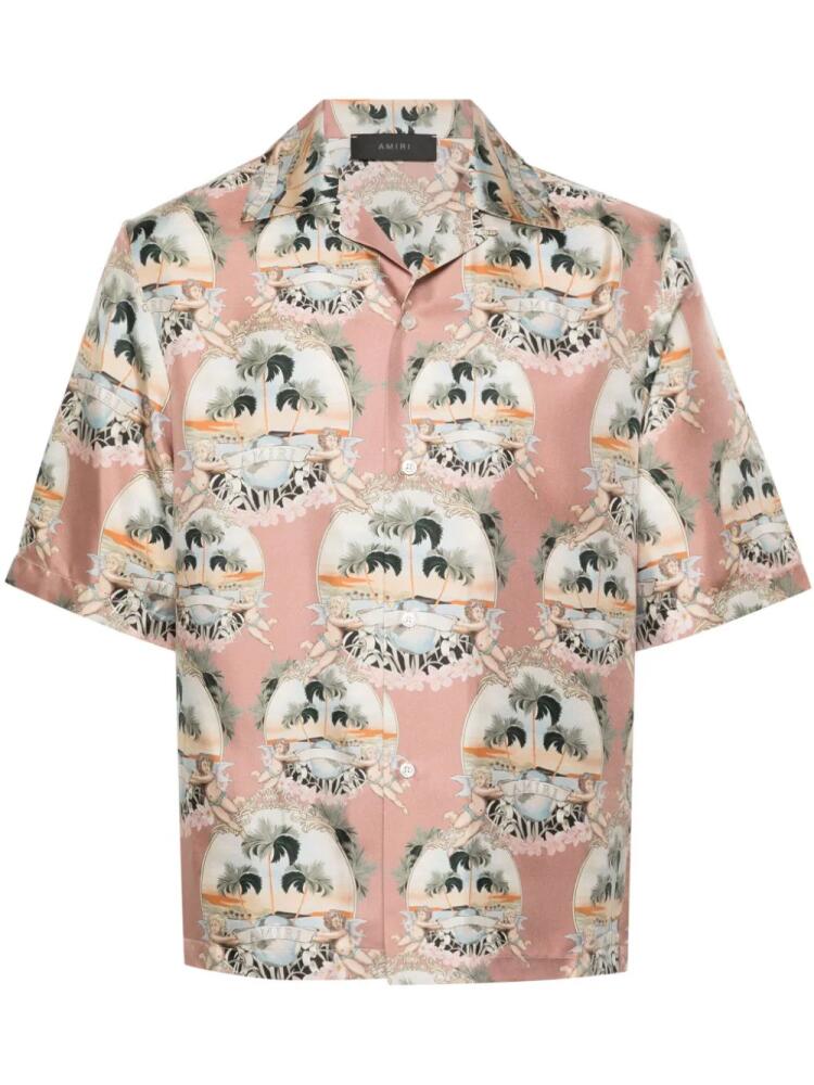 AMIRI graphic-print silk shirt - Pink Cover