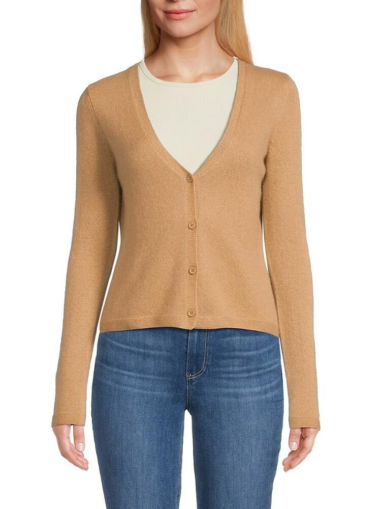 Sofia Cashmere Women's Cashmere Solid Cardigan - Camel Cover