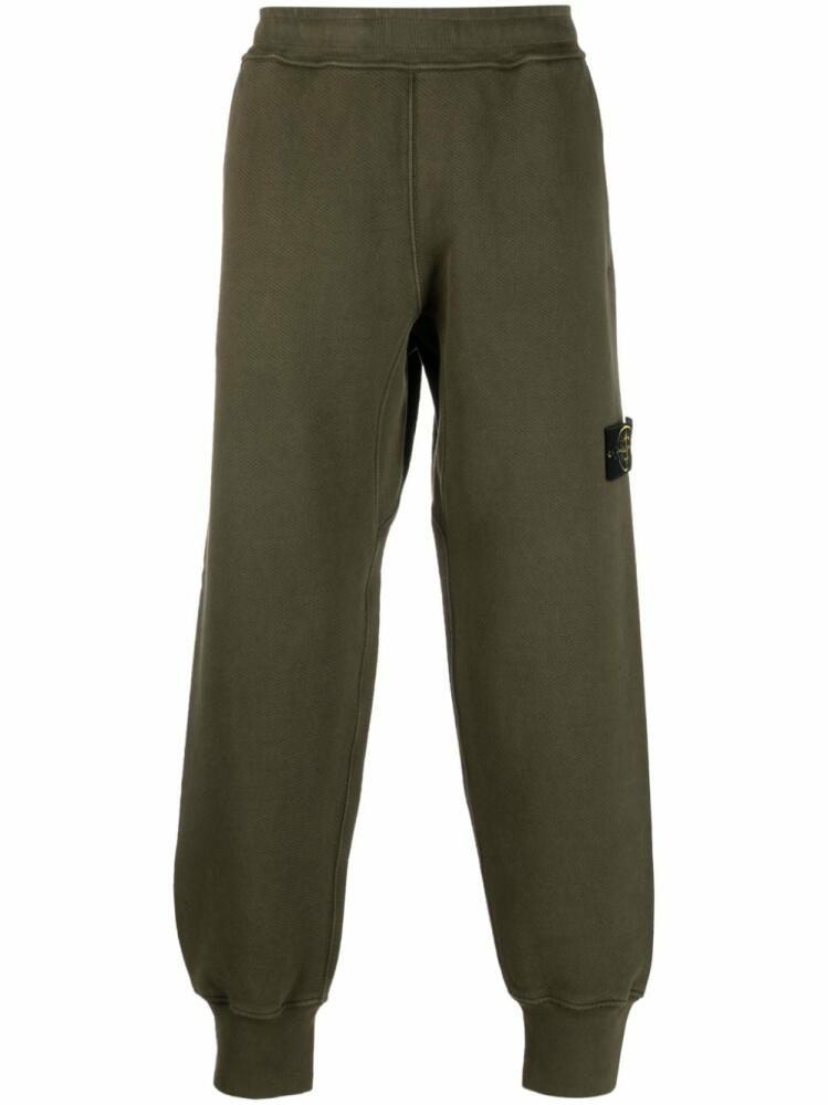 Stone Island Compass-patch cotton track pants - Green Cover