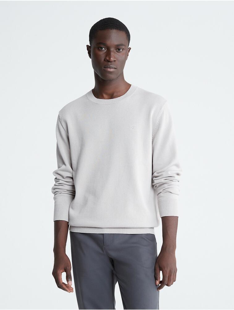 Calvin Klein Men's Smooth Cotton Sweater - Grey Cover