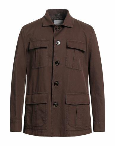 Ungaro Man Jacket Brown Cotton, Linen, Elastane Cover