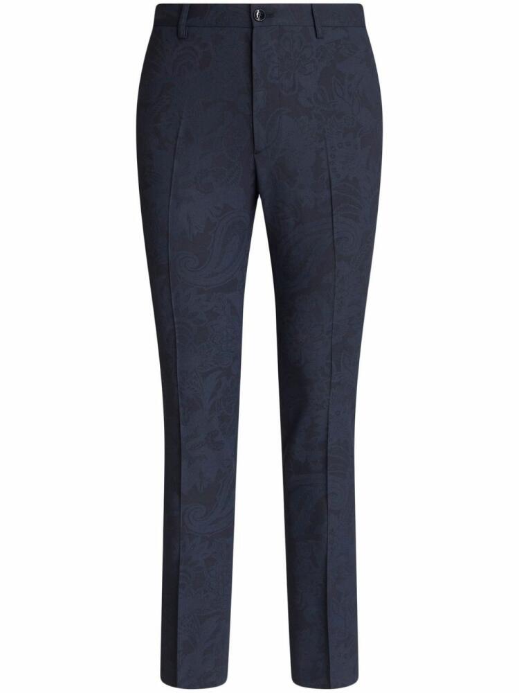 ETRO patterned-jacquard straight-leg trousers - Blue Cover