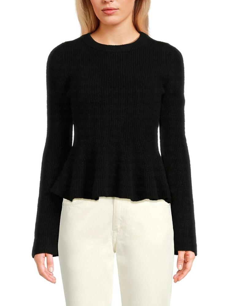 Design 365 Women's Bell Sleeve Cashmere Peplum Sweater - Black Cover