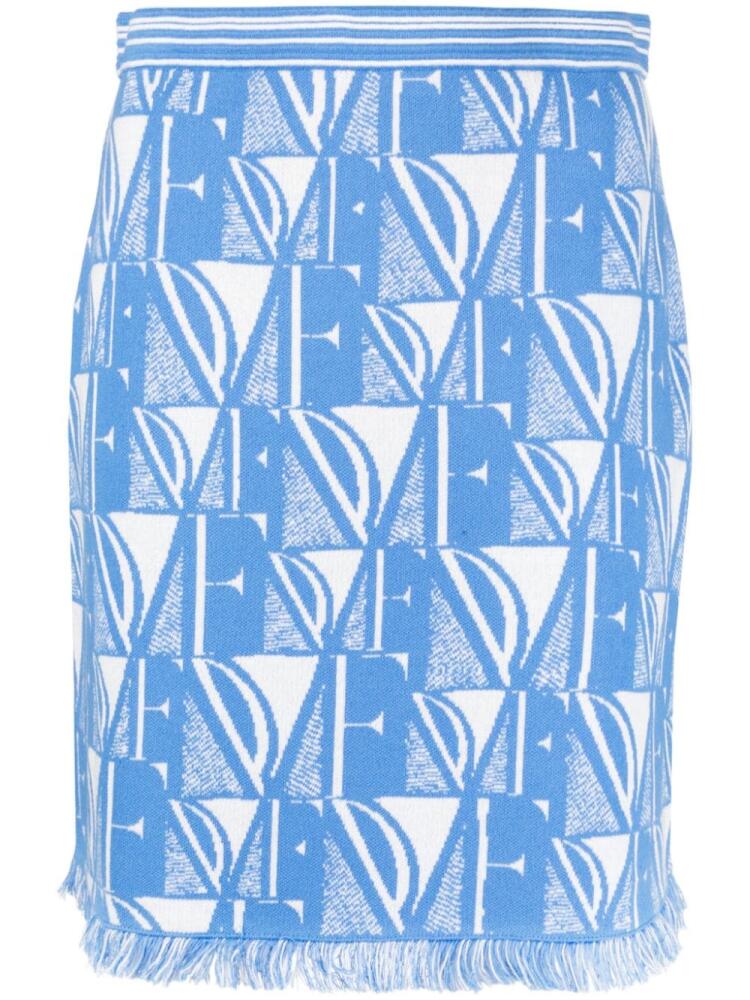 DVF Diane von Furstenberg Alejandra monogram-jacquard miniskirt - Blue Cover