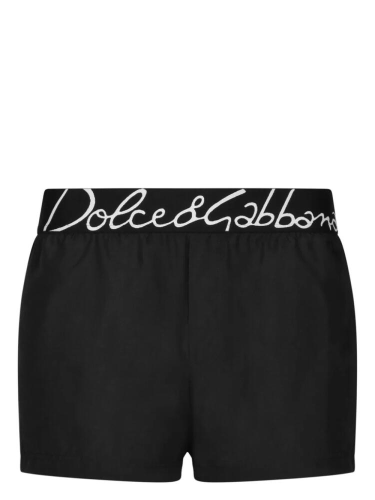 Dolce & Gabbana logo-waistband swim shorts - Black Cover