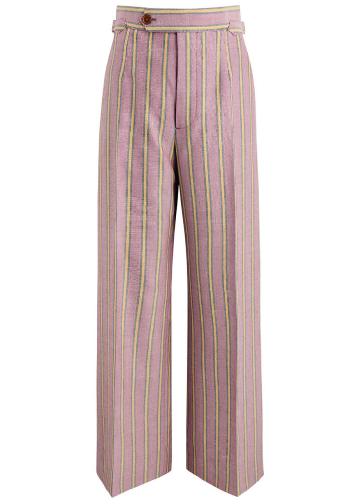 Vivienne Westwood Lauren Striped Wide-leg Wool Trousers - Purple Cover