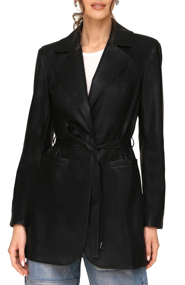 Avec Les Filles Faux-Ever Leather™ Strong Shoulder Belted Blazer in Black Cover