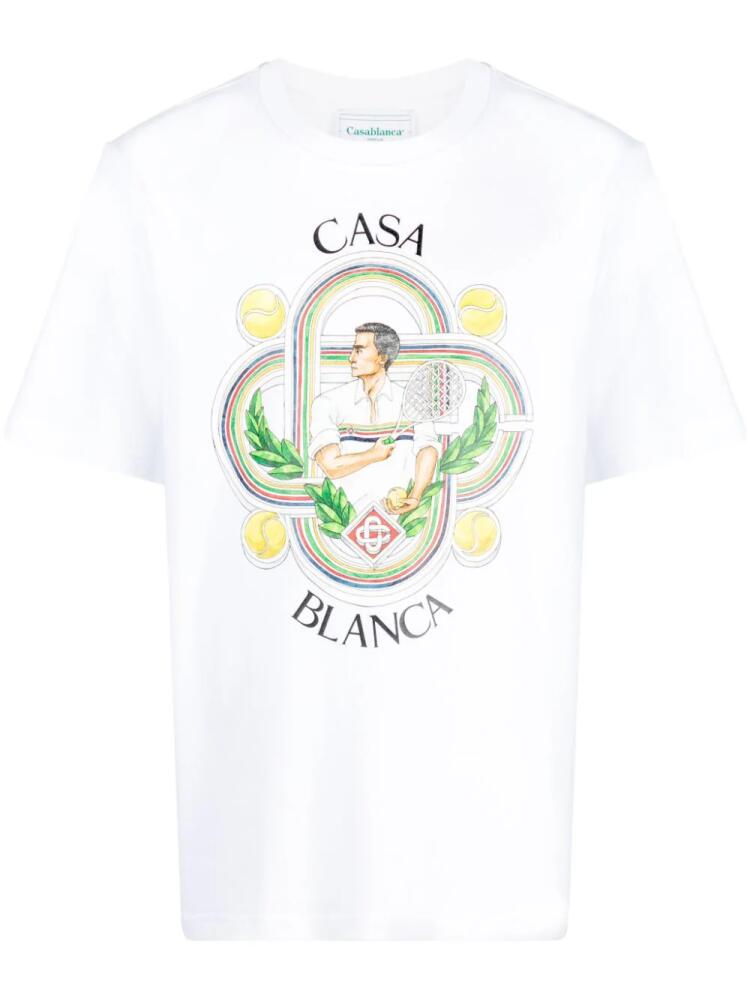 Casablanca Le Joueur organic-cotton T-Shirt - White Cover