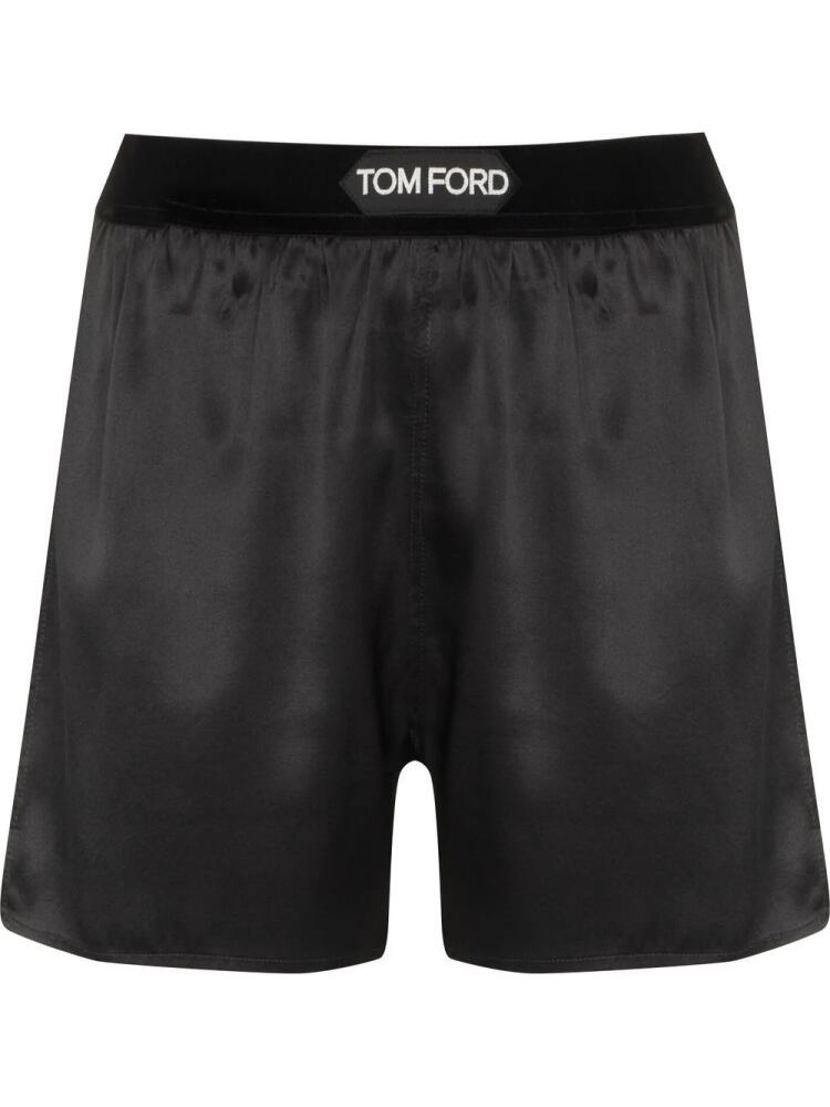 TOM FORD logo-waistband silk shorts - Black Cover