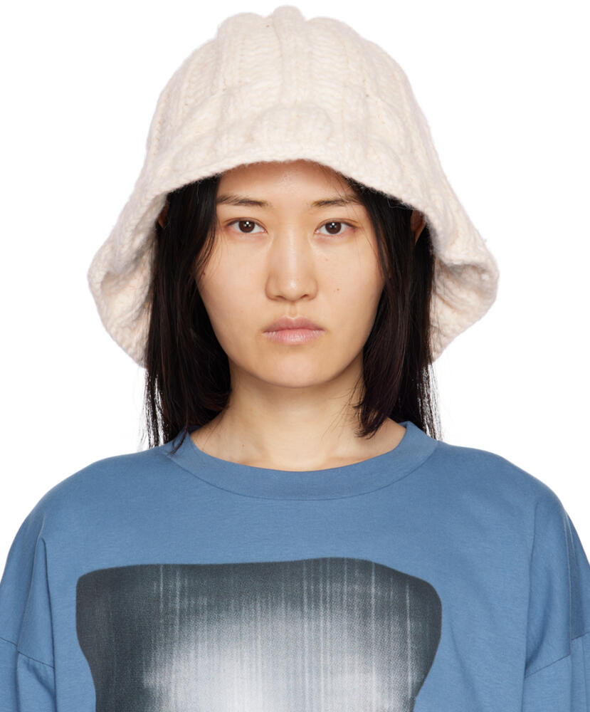 MM6 Maison Margiela Off-White Knit Bucket Hat Cover