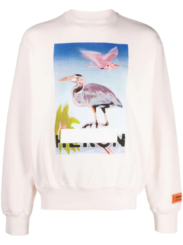 Heron Preston logo-patch graphic-print jumper - Pink Cover