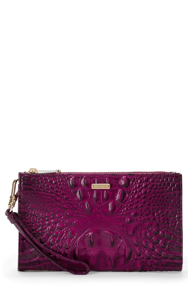 Brahmin Daisy Croc Embossed Leather Wristlet in Sugar Plum Cover