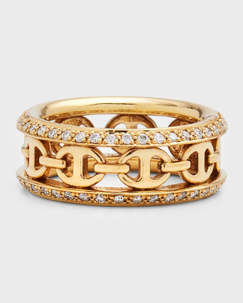 Hoorsenbuhs 18K Gold Chassis III Band Ring with Diamonds Cover