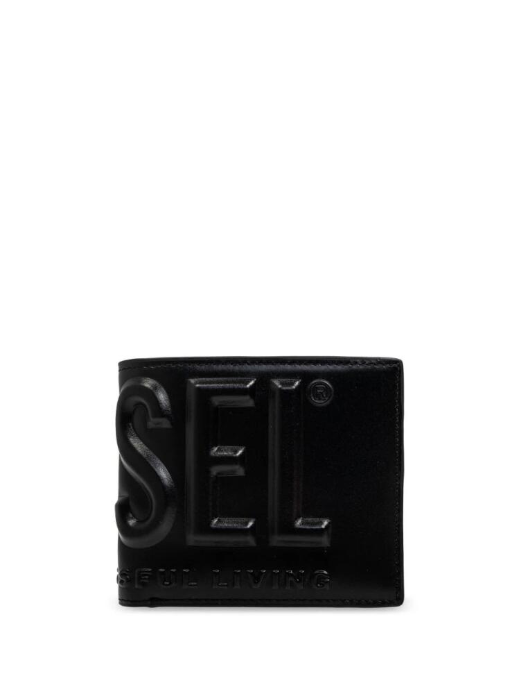 Diesel embossed-logo leather bi-fold wallet - Black Cover