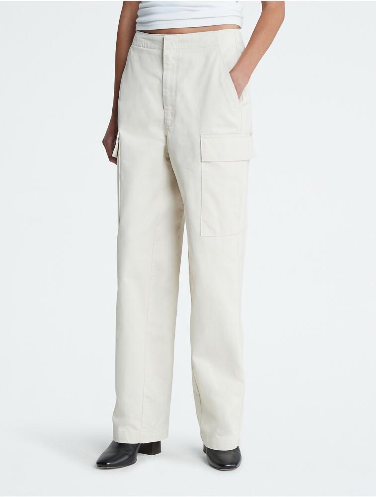 Calvin Klein Women's Wide Leg Cargo Pants - White Cover