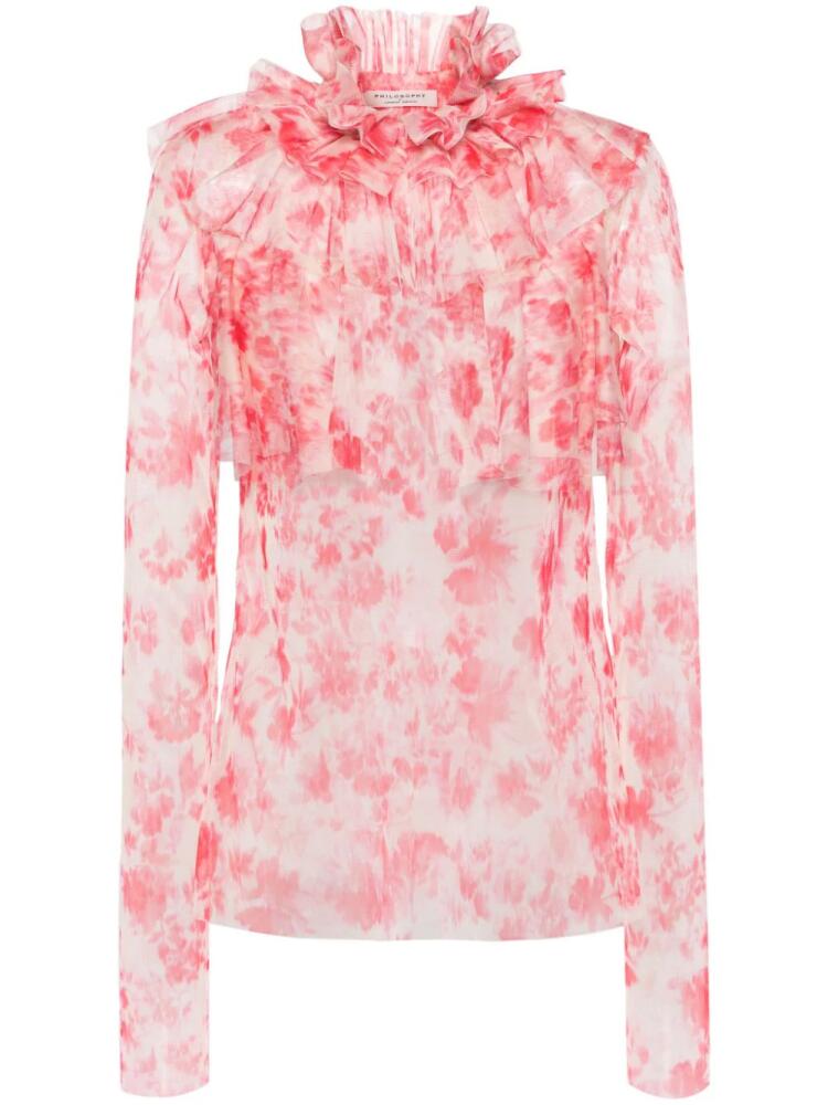 Philosophy Di Lorenzo Serafini floral-print tulle blouse - Pink Cover