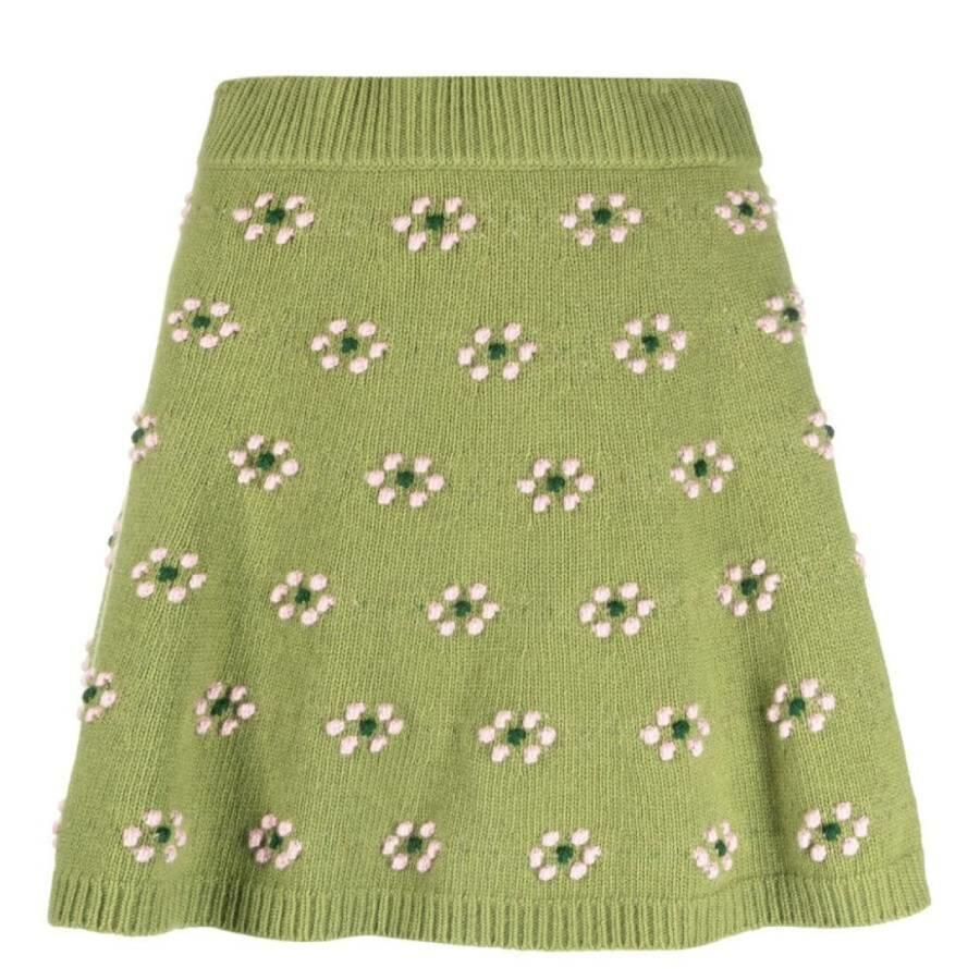 Kenzo Wool Floral Motif Mini Skirt Cover