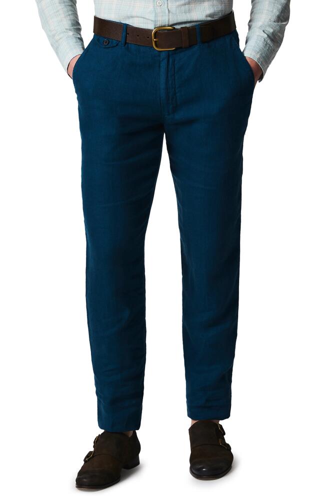 Billy Reid Moore Garment Dyed Linen Trousers in Coastal Blue Cover