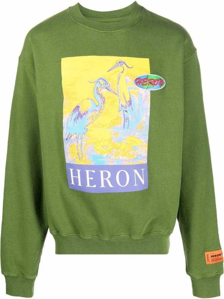 Heron Preston logo-print organic cotton sweatshirt - Green Cover