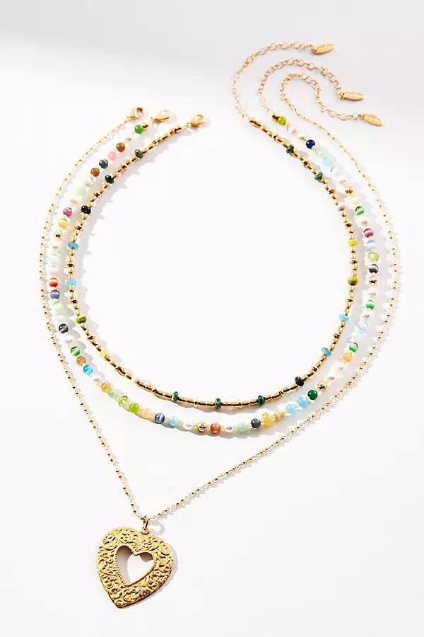 Anthropologie Shades of Sea Triple-Layer Necklace Cover