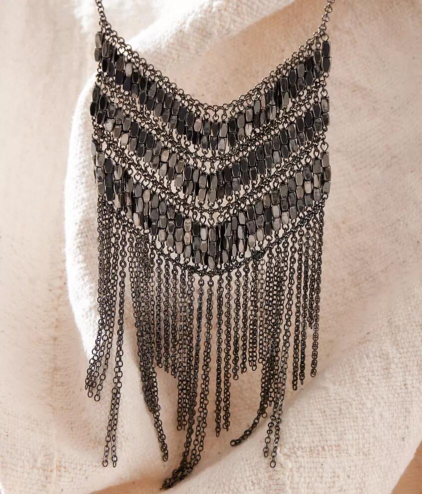 Sterling & Stitch Statement Chain Fringe Necklace Cover