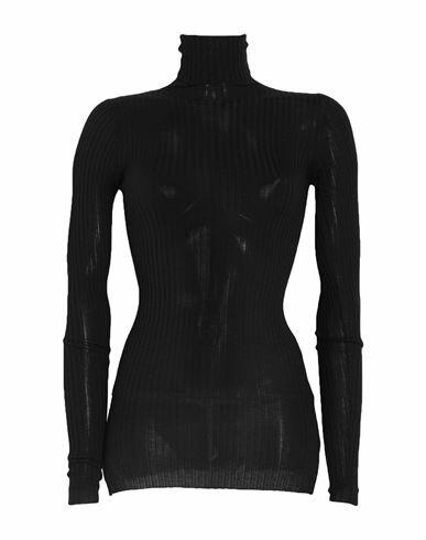 Quira Woman Turtleneck Black Cashmere, Silk Cover