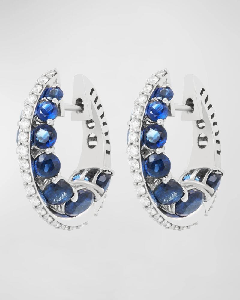 Miseno Procida 18K White Gold Earrings with White Diamonds and Blue Sapphires Cover