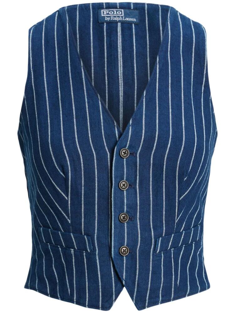 Polo Ralph Lauren pinstripe denim waistcoat - Blue Cover