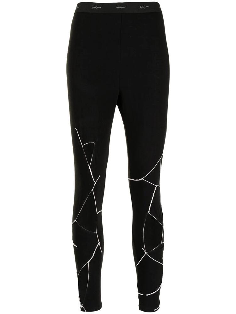 Yohji Yamamoto logo-waist cut-out leggings - Black Cover