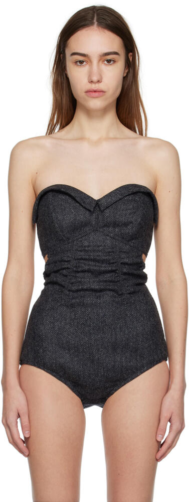 Maison Margiela Navy Strapless Bodysuit Cover