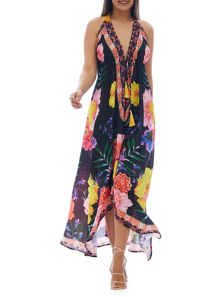 Ranee's Women's Floral Halter Maxi Dress - Black Cover