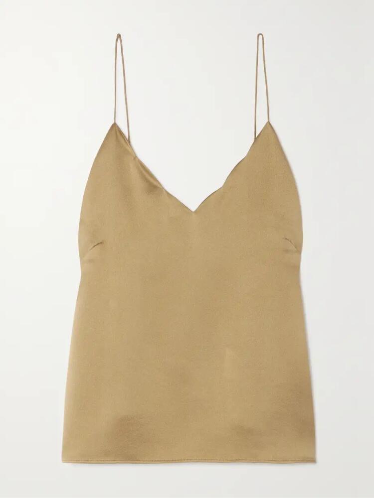 Chloé - + Atelier Jolie Scalloped Hammered Silk-satin Camisole - Brown Cover