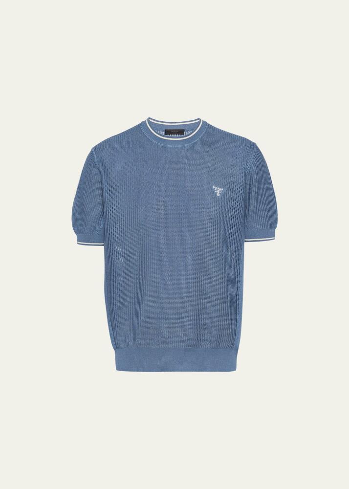 Prada Men's Silk-Cotton Knit T-Shirt Cover