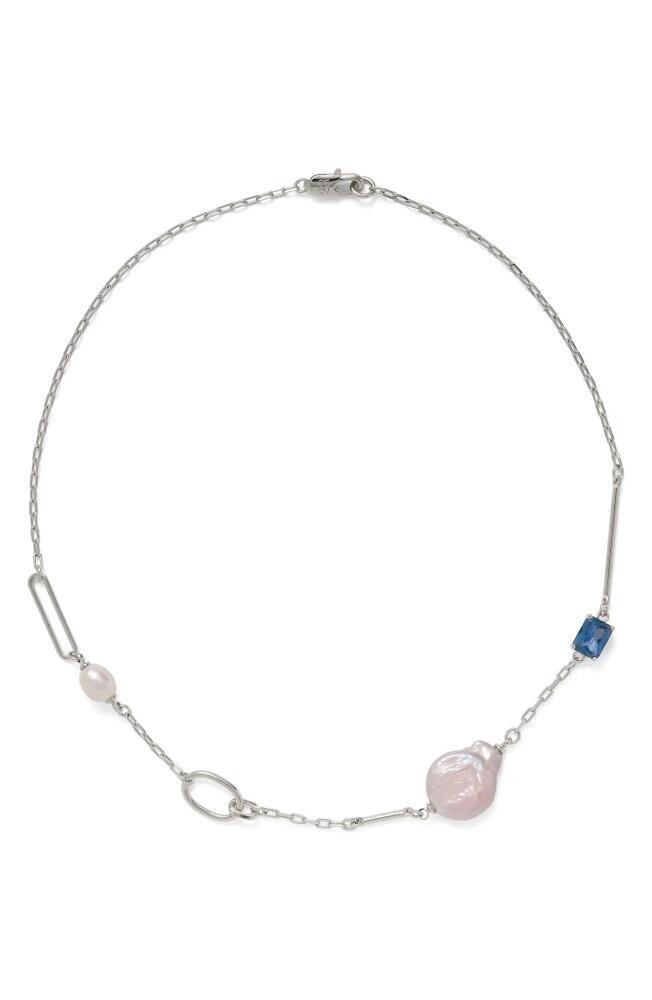 Lady Grey Nova Necklace in Silver/blue Zircon/blush Pearl Cover