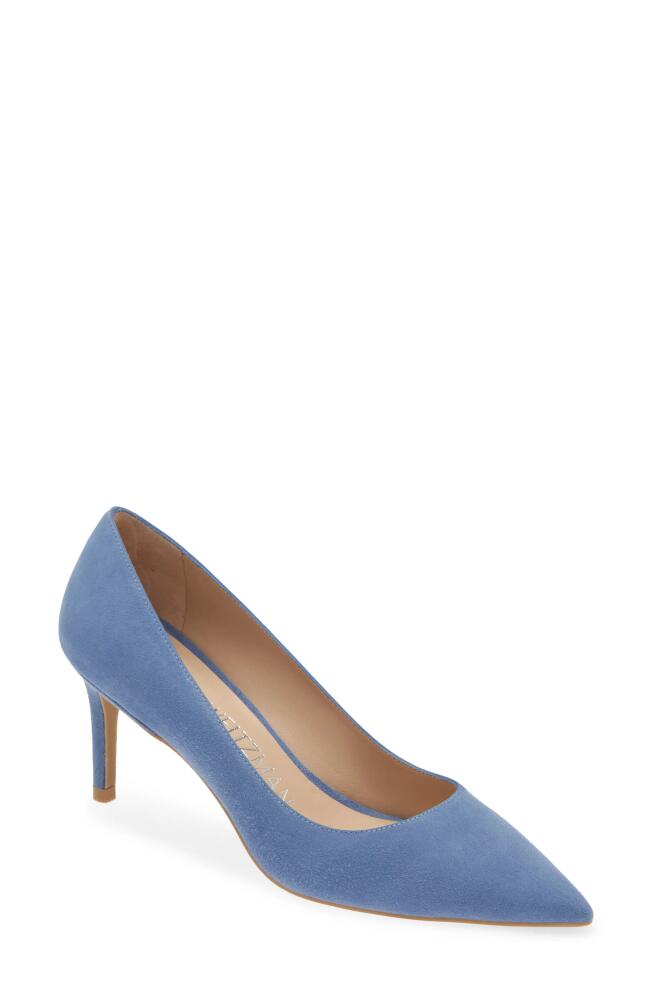 Stuart Weitzman Linsi 75 Pointed Toe Pump in Blue Steel Cover