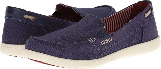 Crocs Walu Canvas Loafer (Nautical Navy/Stucco) Women's Slip on Shoes Cover