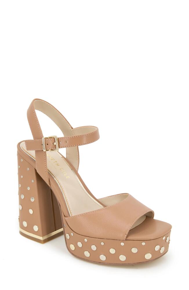 Kenneth Cole New York Dolly Stud Ankle Strap Platform Sandal in Classic Tan Leather Cover