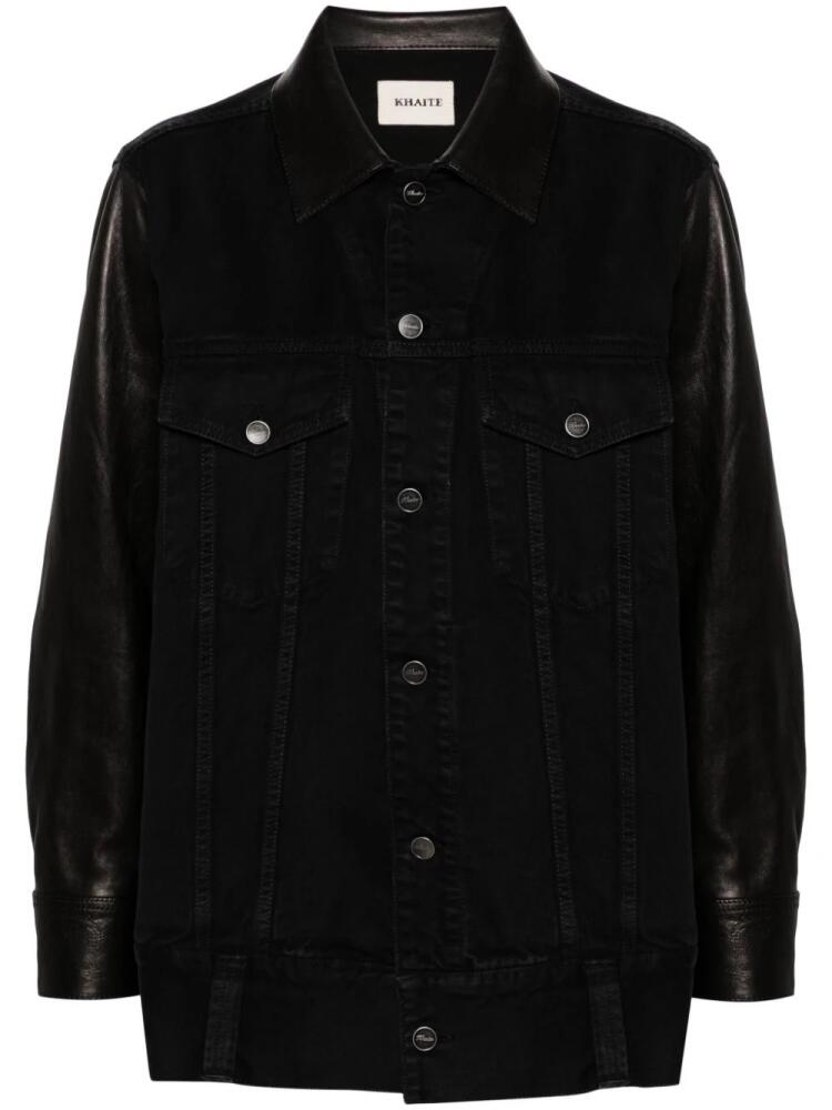 KHAITE Grizzo leather-panels denim jacket - Black Cover