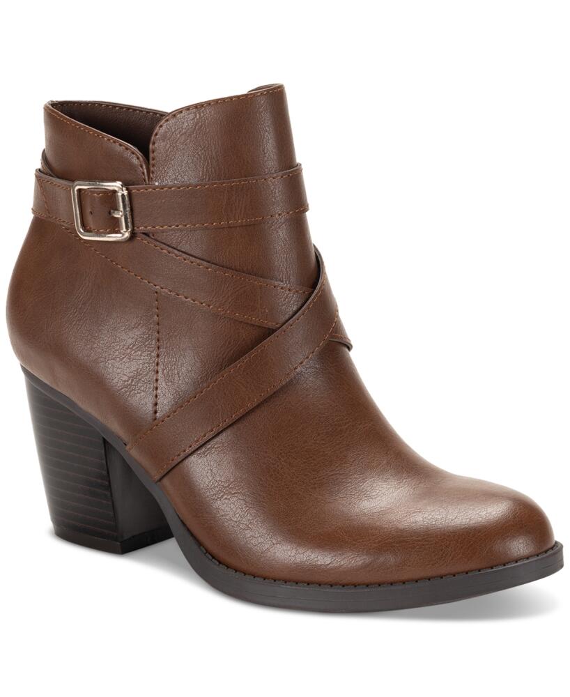 Style & Co Women's Zetaa Strappy Belt-Heel Booties, Created for Macy's - Cognac Sm Cover