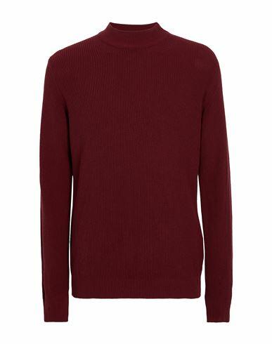 8 By Yoox Cotton Rib Knit Mock-neck Jumper Man Turtleneck Burgundy Cotton, Recycled cotton Cover