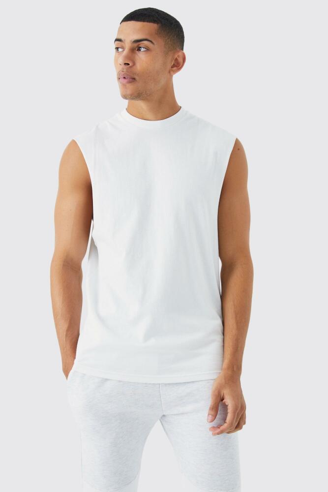 boohoo Mens Basic Drop Armhole Tank - White Cover