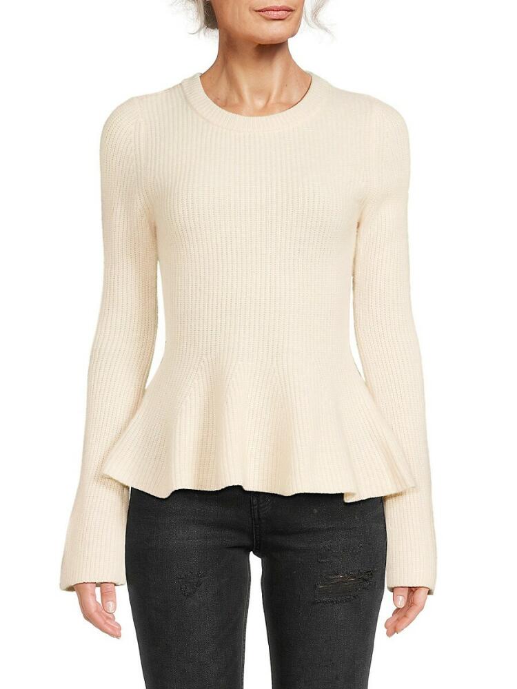 Design 365 Women's Bell Sleeve Cashmere Peplum Sweater - Feather Cover