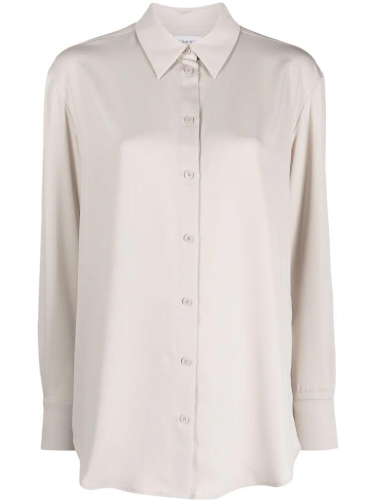 Calvin Klein straight-point collar long-sleeve shirt - Silver Cover