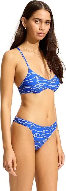 Seafolly Set Sail Cross Back Bralette (Azure) Women's Swimwear Cover