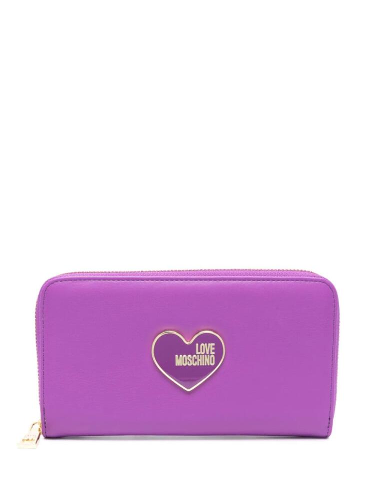 Love Moschino logo-plaque leather wallet - Purple Cover